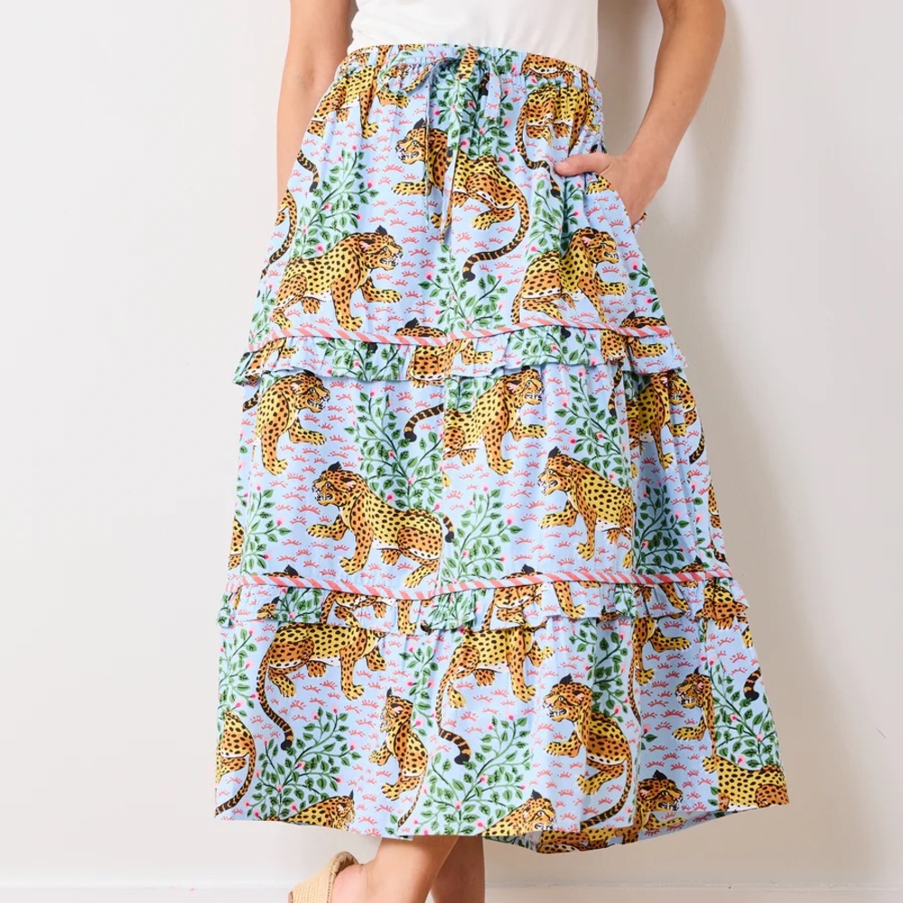 Printfresh cheetah cotton midi skirt size Large